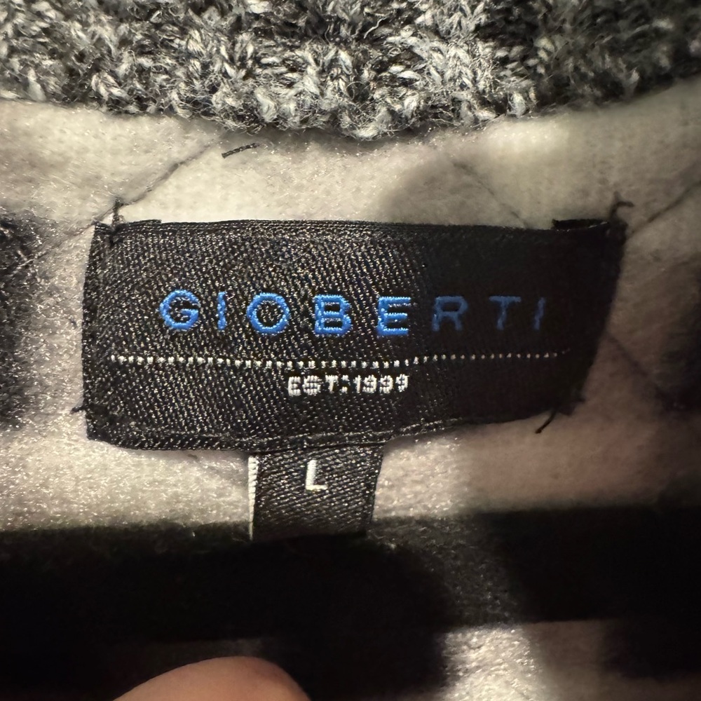 Mens Gioberti Gray Full Zip Quilted Sweater Jacket Size L - Picture 12 of 14